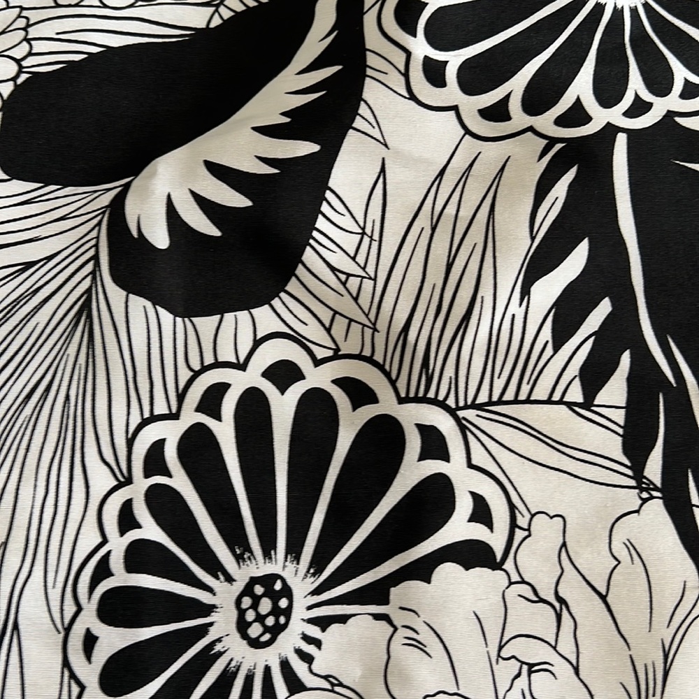 White and black silk skirt.